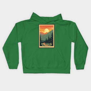 Great Smoky Mountains national park vintage travel poster Kids Hoodie
